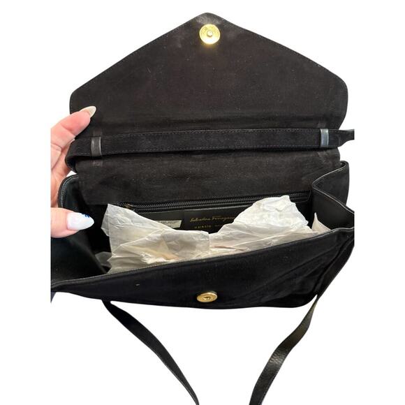 Vintage Salvatore Ferragamo Quilted Black Suede Crossbody Bag - Picture 5 of 7